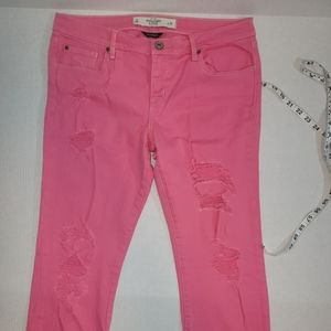 ABERCROMBIE & FINCH PERFECT STREACH PINK DISTRESSED VTG Jeans SIZE 8